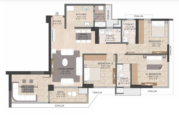 Serein Thane Complex 3.5BHK Plan