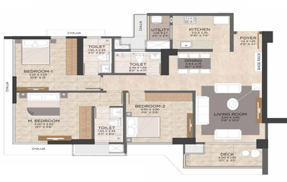 Serein Thane Complex 3BHK Plan